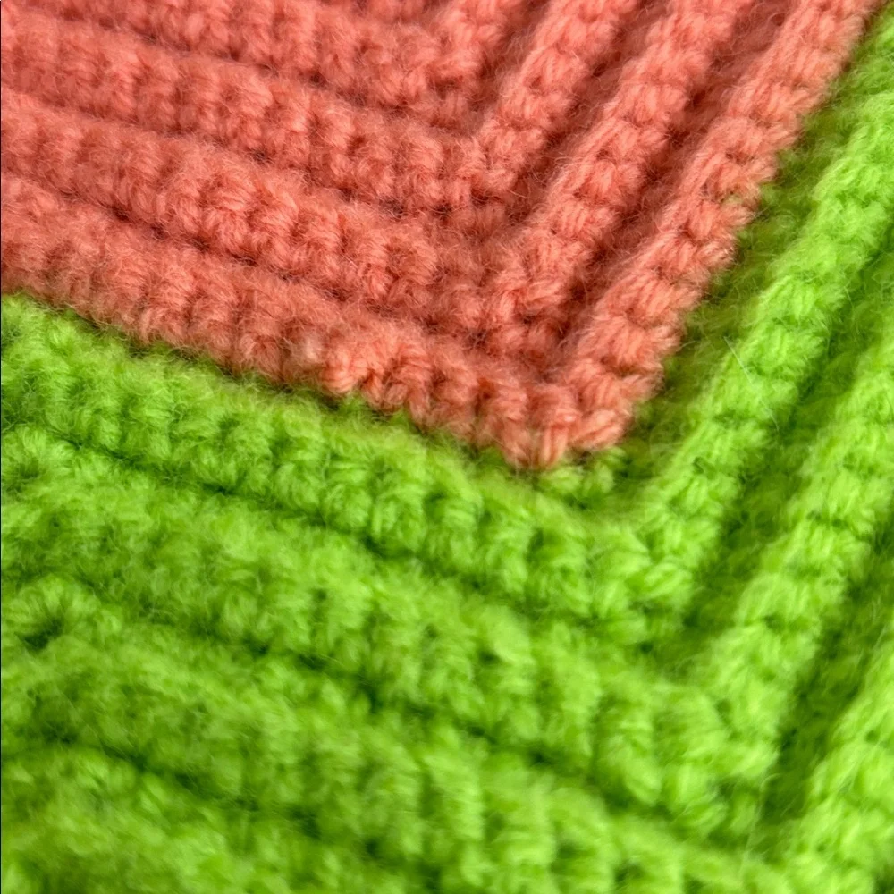 Handmade Crocheted Wool Chevron Afghan Blanket Throw